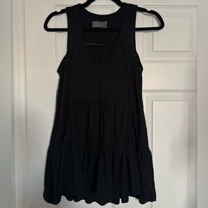 Anthropologie Black Sleeveless Tiered V-Neck Top